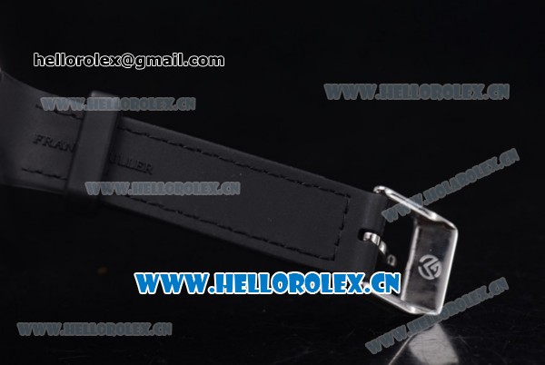 Franck Muller Black Croco Ronda 762 Quartz Steel Case with Black Dial Arabic Numeral Markers and Black Leather Strap Diamonds Bezel - Click Image to Close